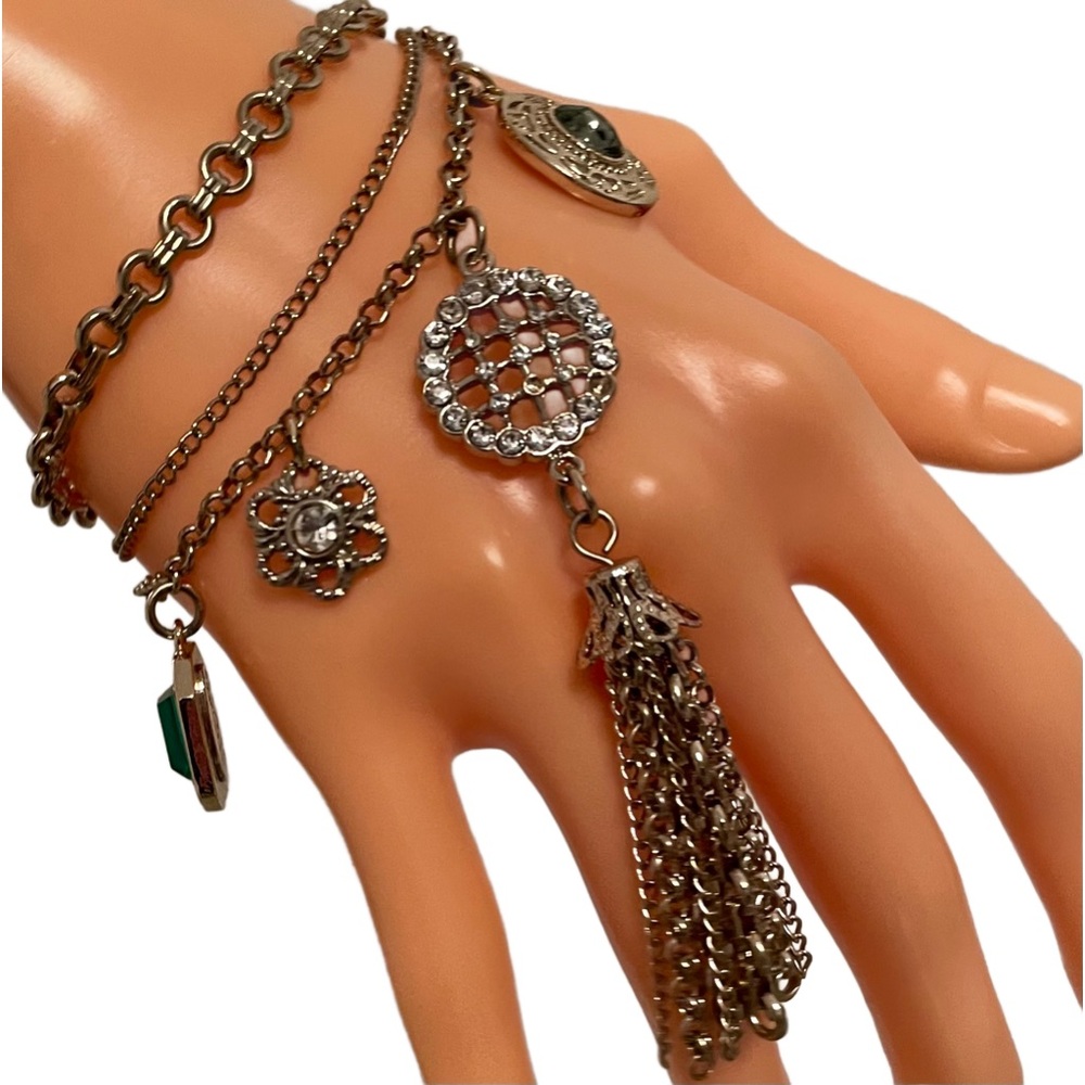 Lulu Frost For J. Crew Bracelet Heirloom Crystalline Cameo Charms Gold Bracelet